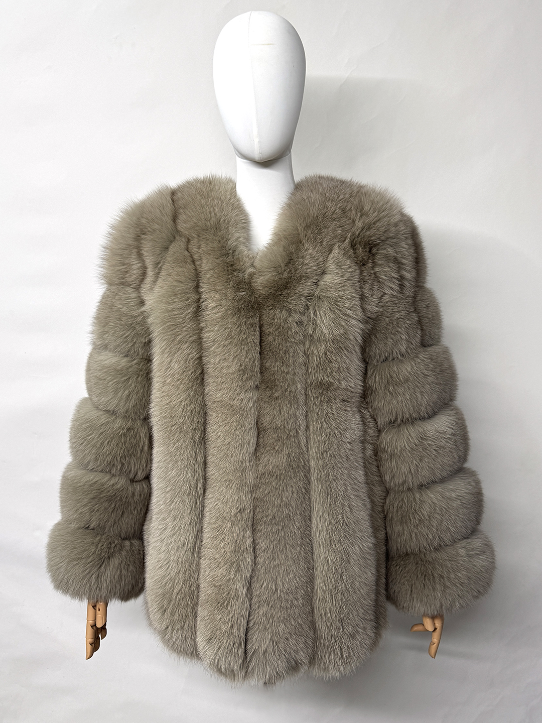 Classic Vertical  Real Fox Fur Short Winter Coat Jacket - WGLUVF