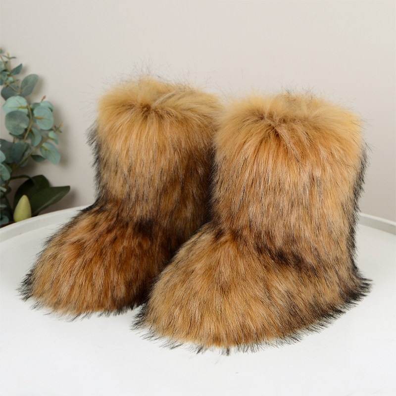 Faux Raccoon Skin Snow Boots