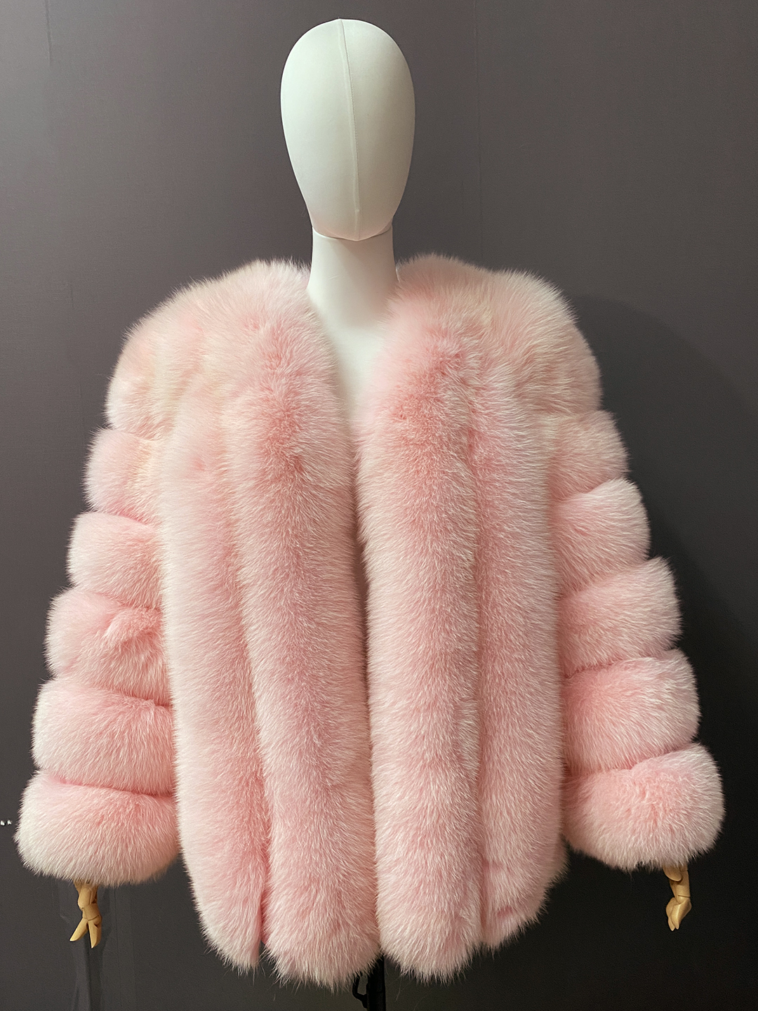 Classic Vertical  Real Fox Fur Short Winter Coat Jacket - WGLUVF