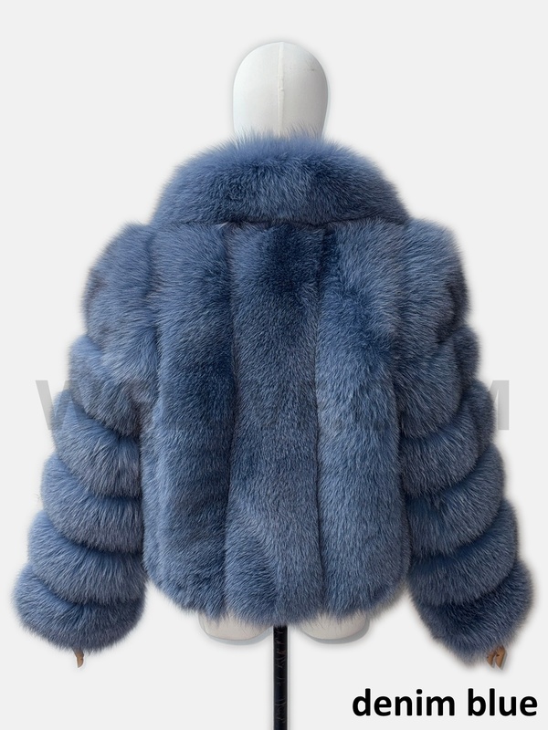 Luxury Real Fox  Fur Jacket short Turn Down Collar Outerwear - WGLUVF
