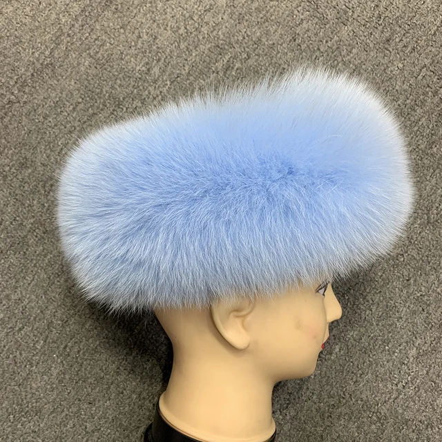Winter Fashion Elastic Headband Fox Fur Headwear Racccoon Fur Women's Fluffy Real Fur Band - WGLUVF