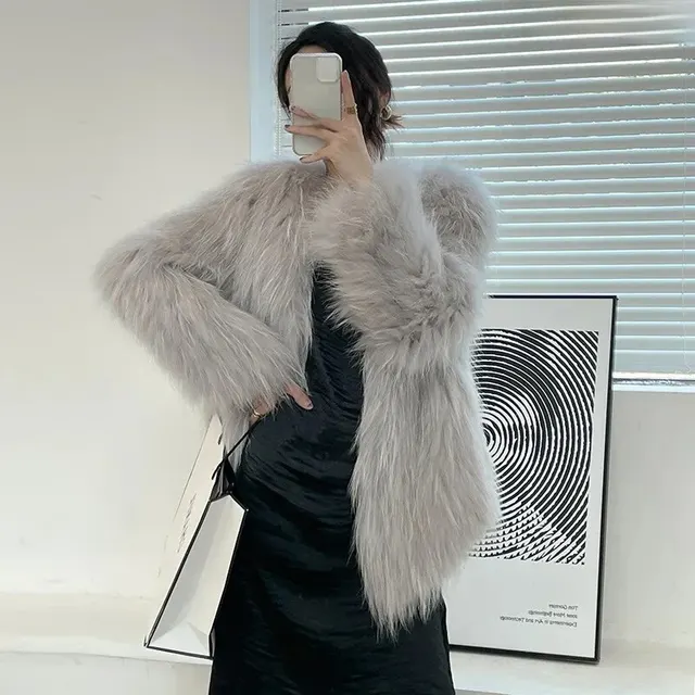 Age-reducing Double-sided Knitted Fox Fur Mid-length Jacket Women's Faux Fur Overcoat 2023 New Style - WGLUVF