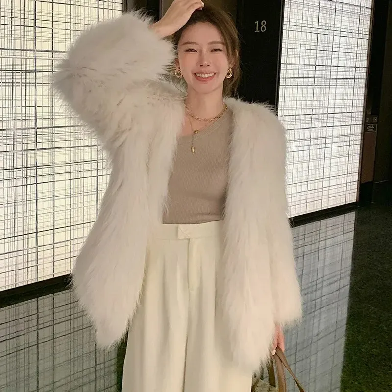 Age-reducing Double-sided Knitted Fox Fur Mid-length Jacket Women's Faux Fur Overcoat 2023 New Style - WGLUVF