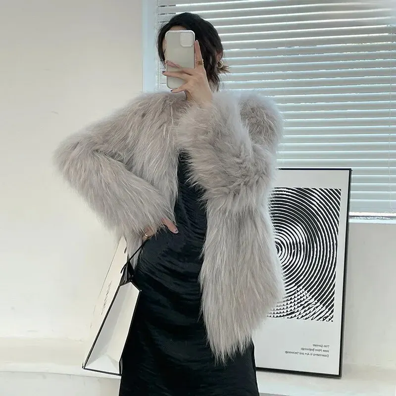 Age-reducing Double-sided Knitted Fox Fur Mid-length Jacket Women's Faux Fur Overcoat 2023 New Style - WGLUVF