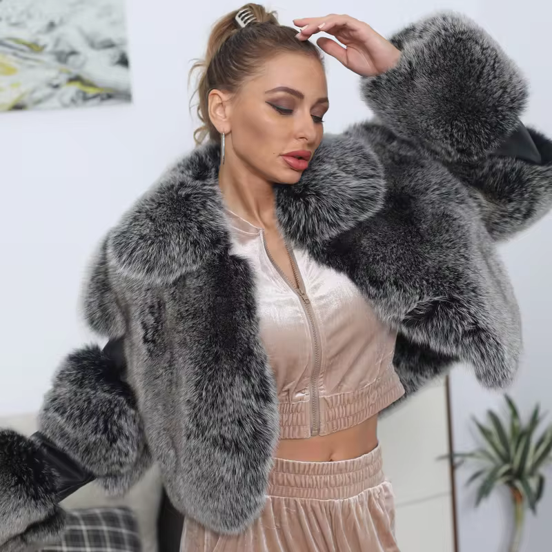 Natural fox skin fashionable jacket - WGLUVF