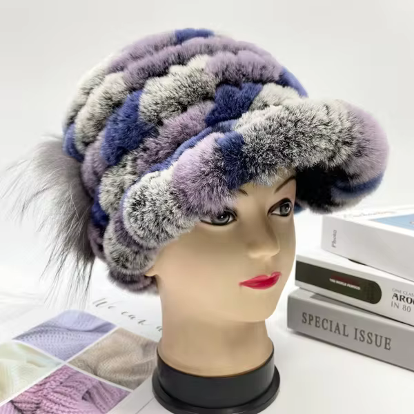 Winter Woman Fur Cap Beanie Hats Lady Natural Rex Rabbit Fur Cap Warm Soft Headwear Fashion Warmth Quality Hats - WGLUVF