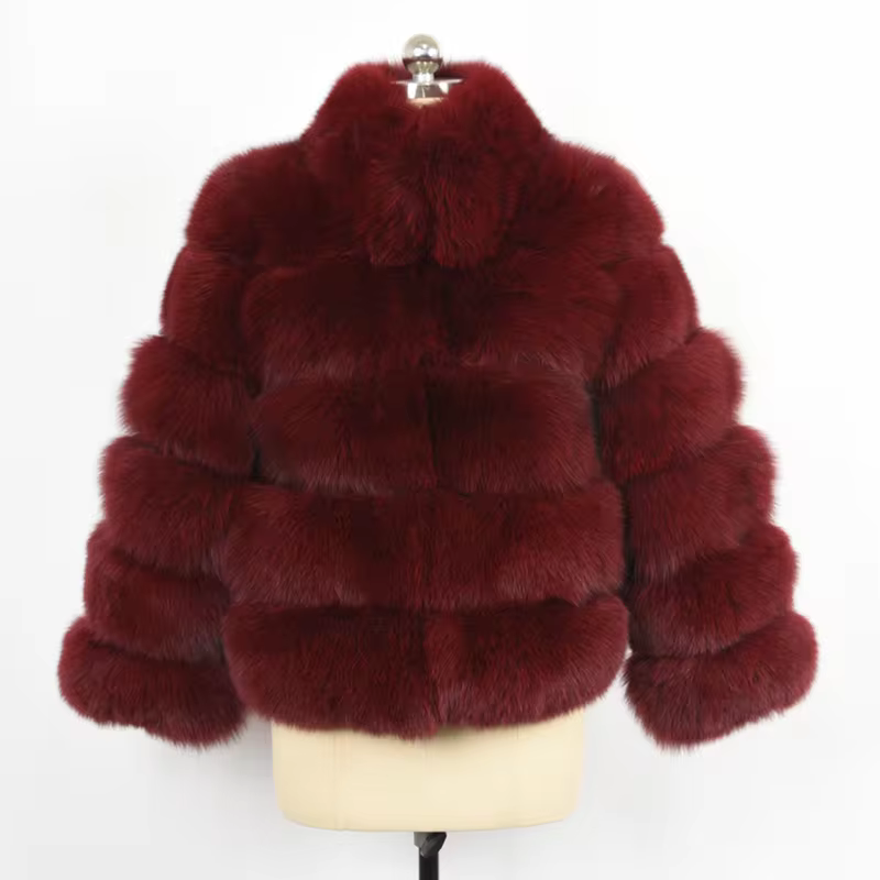 Fox leather stand up collar warm jacket - WGLUVF