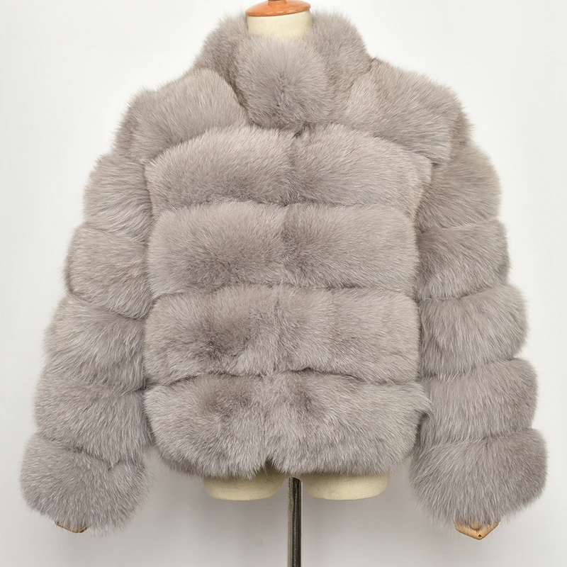 Fox leather stand up collar warm jacket - WGLUVF
