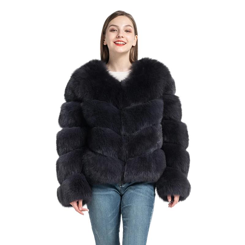 Diagonal fox fur coat - WGLUVF