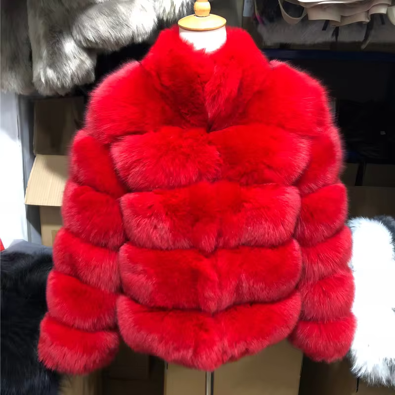 Fox leather stand up collar warm jacket - WGLUVF