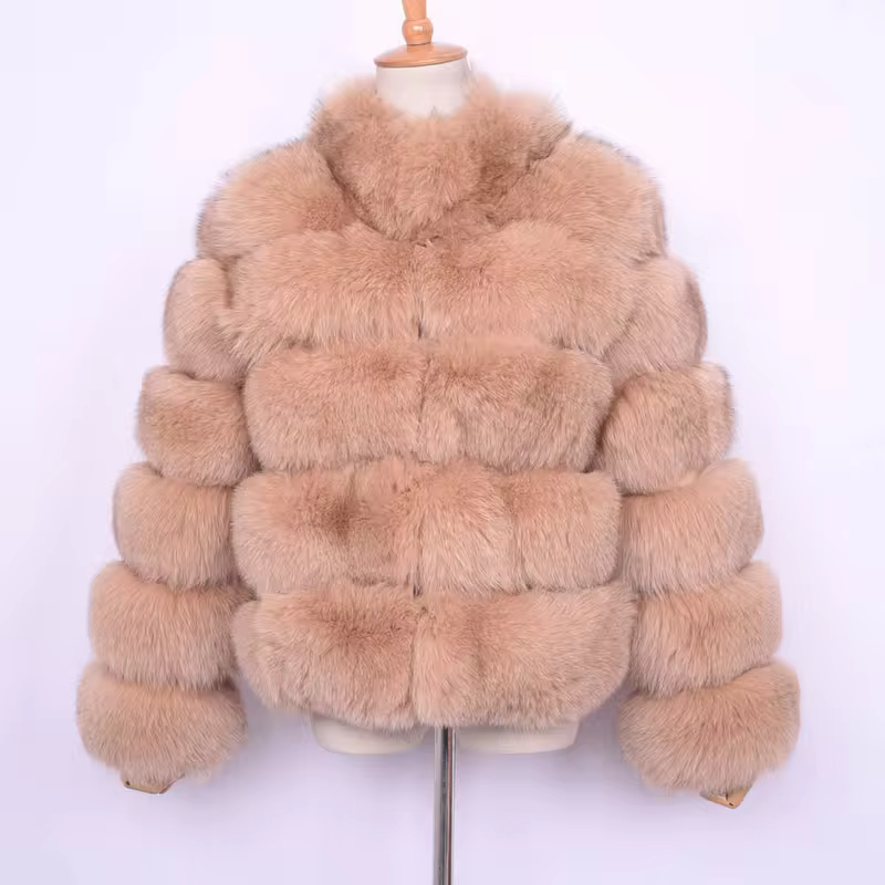 Fox leather stand up collar warm jacket - WGLUVF
