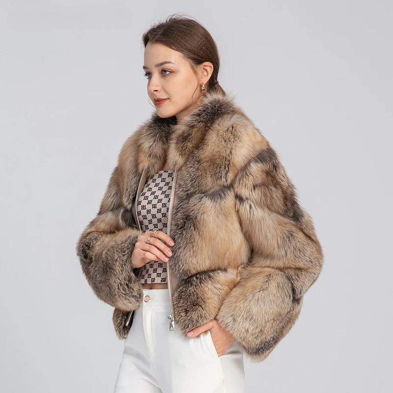 Bomb jacket, ladies, real fox skin - WGLUVF