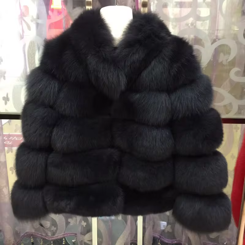 Fox leather stand up collar warm jacket - WGLUVF