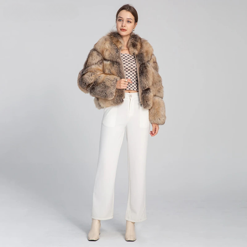 Bomb jacket, ladies, real fox skin - WGLUVF