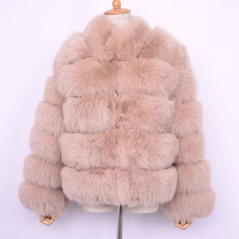 Fox leather stand up collar warm jacket - WGLUVF