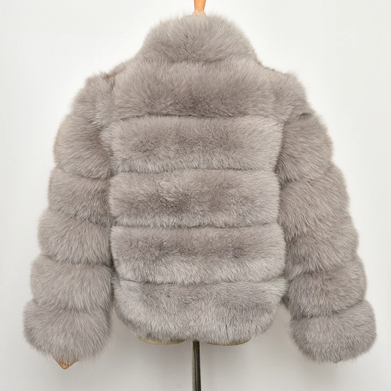Fox leather stand up collar warm jacket - WGLUVF