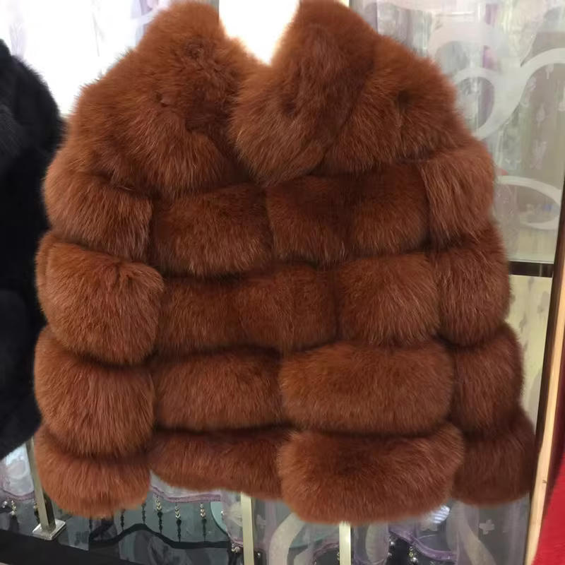 Fox leather stand up collar warm jacket - WGLUVF