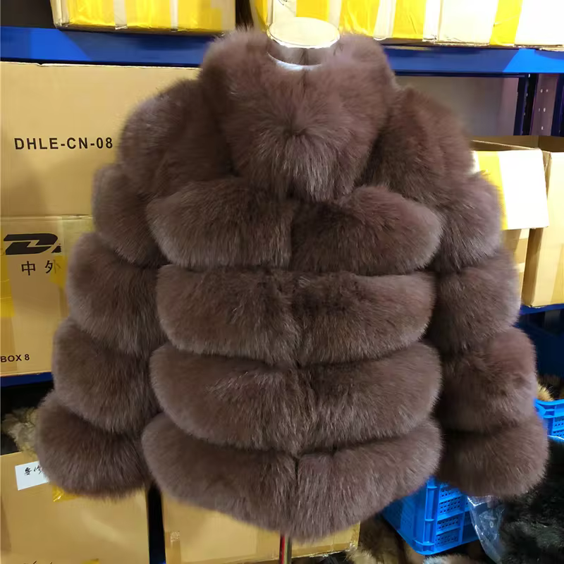 Fox leather stand up collar warm jacket - WGLUVF