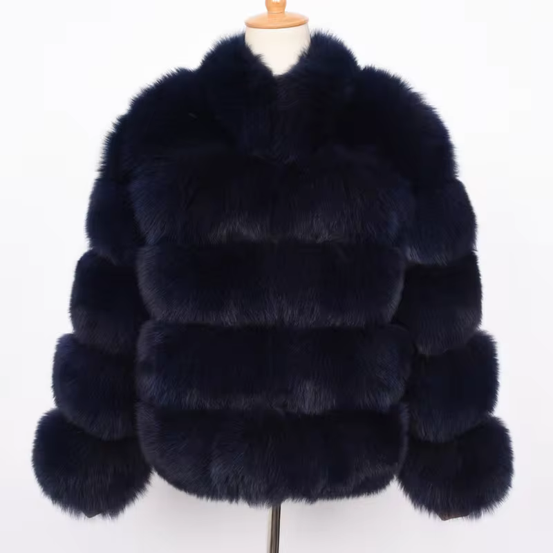 Fox leather stand up collar warm jacket - WGLUVF