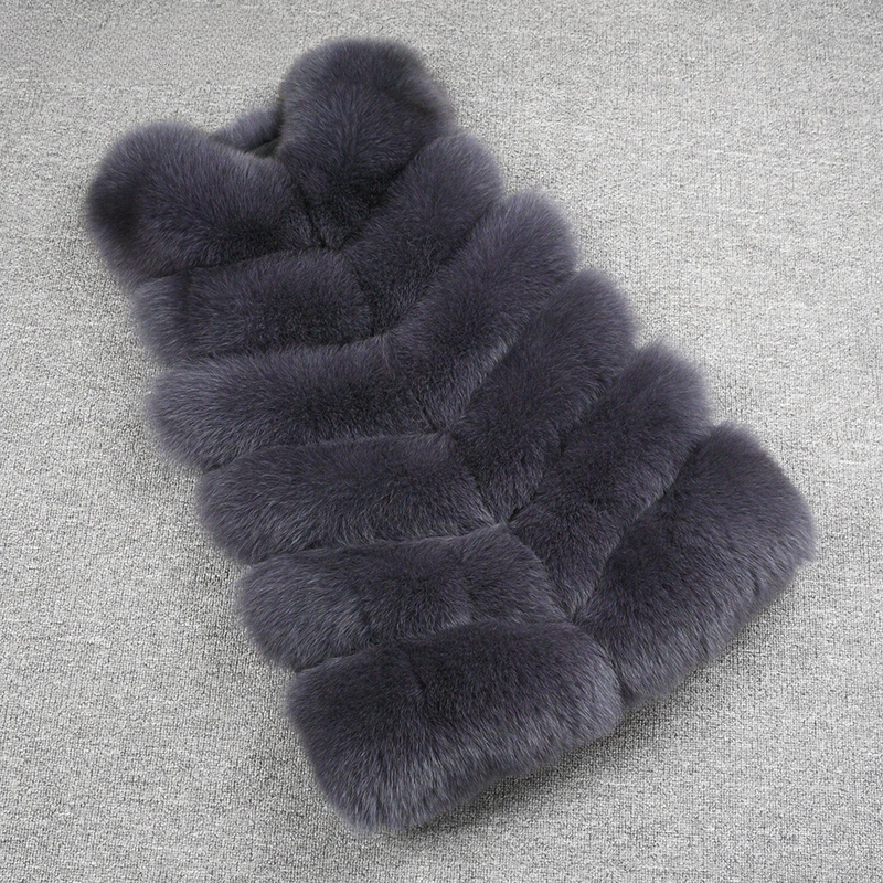 Standard length diagonal fox fur vest - WGLUVF