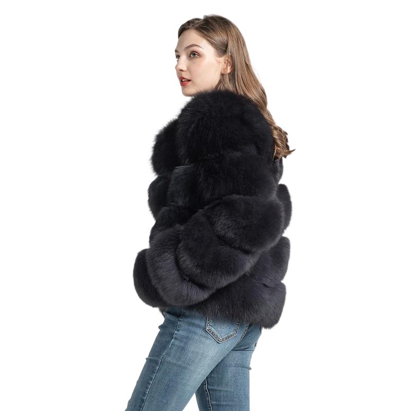 Diagonal fox fur coat - WGLUVF