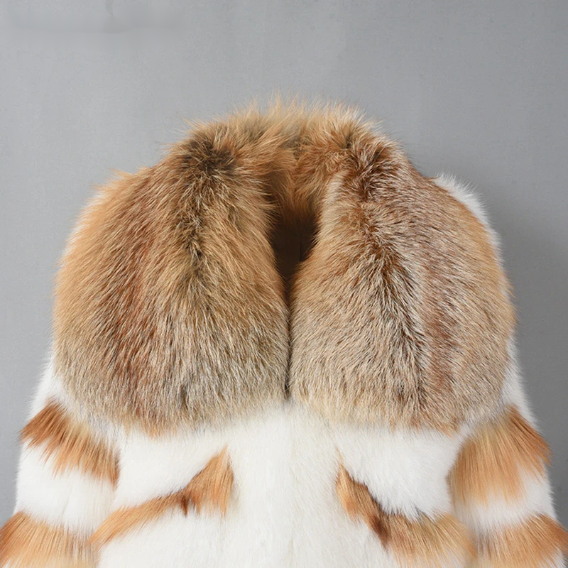 Multi colored layered whole skin fox jacket - WGLUVF