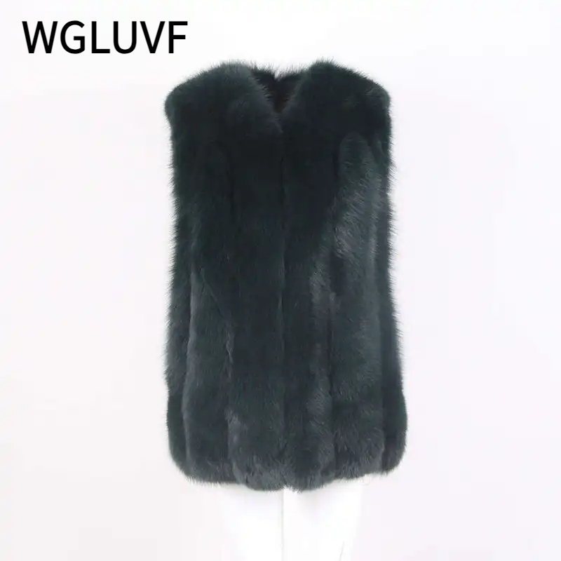 High quality women winter real fox fur vest gilet genuine fox fur coat - WGLUVF
