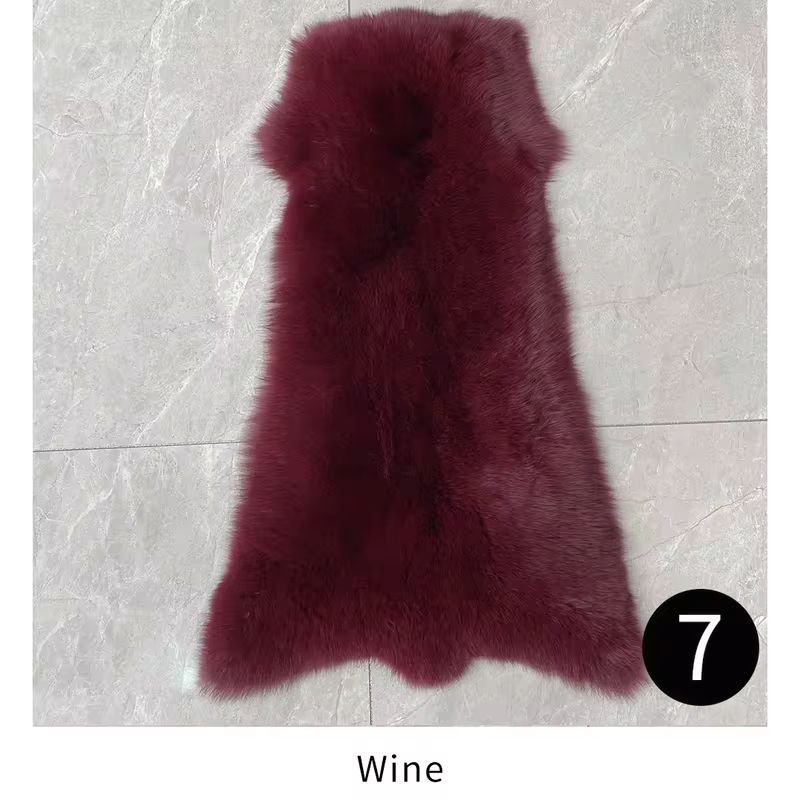 Fashion Natural Red Fox Fur Coat Women Warm Thick Big Shawl Fur Collar Coat - WGLUVF