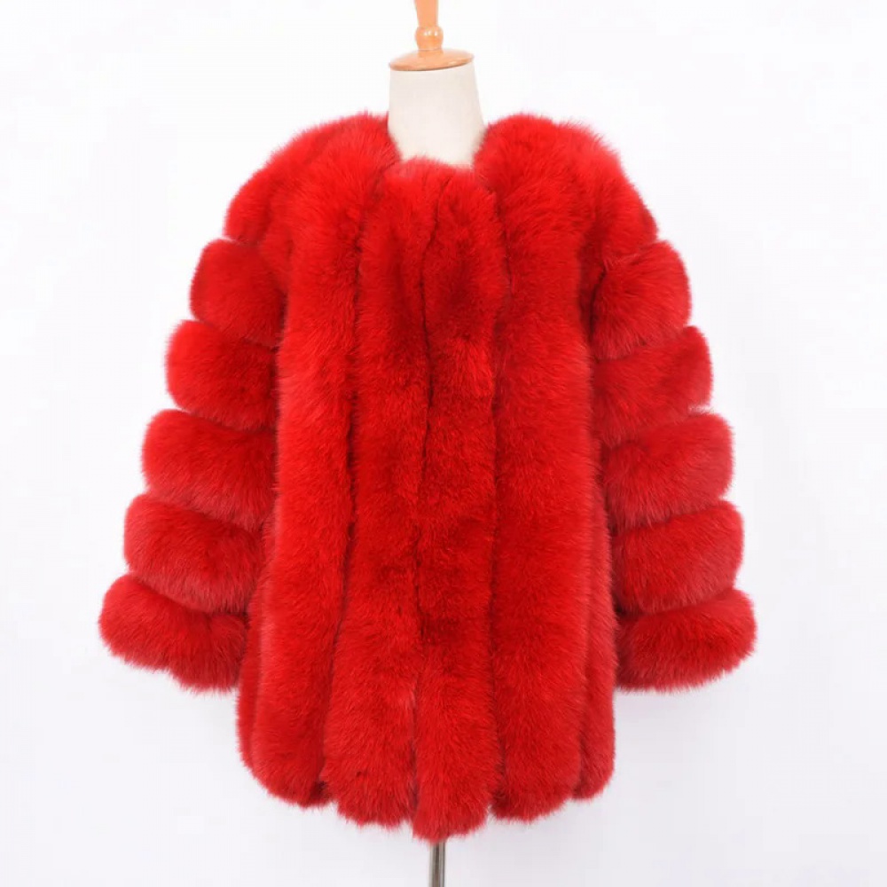Natural Fox Fur Coat Thick Fluffy Genuine Fur Long Jacket Winter Women Fashion Outerwear - WGLUVF