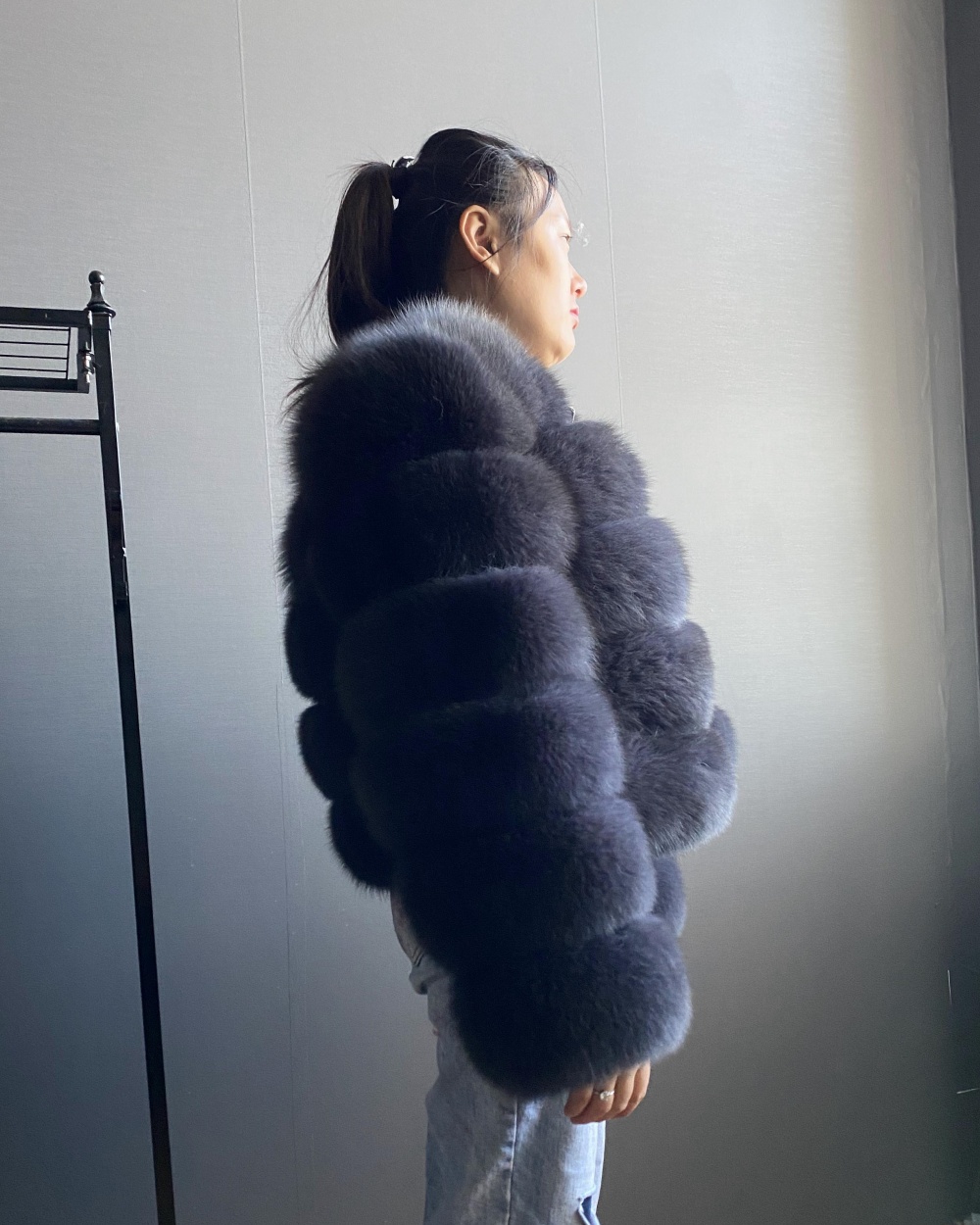 Classic fox fur short long sleeved jacket Add long sleeves - WGLUVF