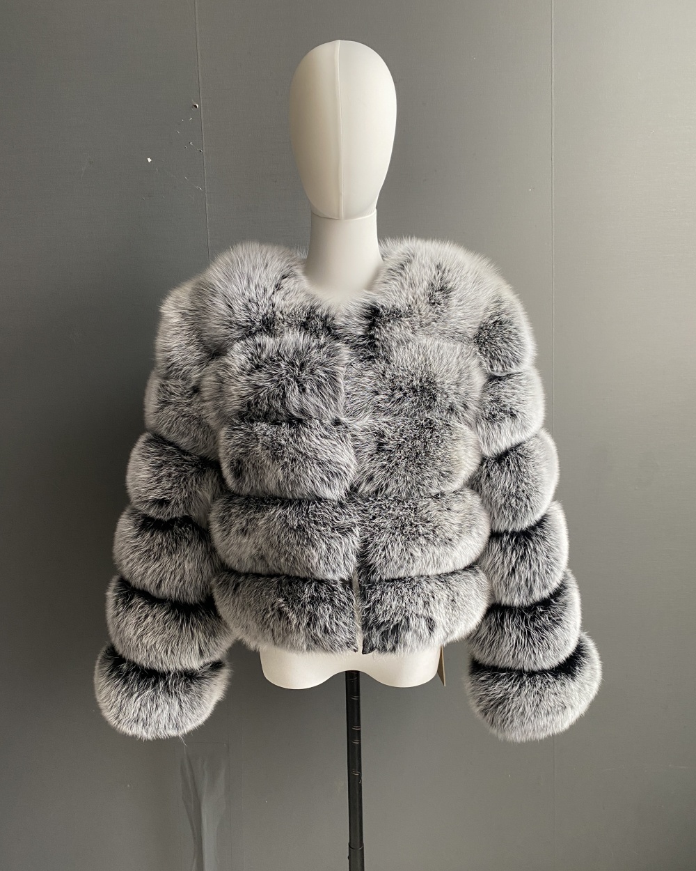 Classic fox fur short long sleeved jacket Add long sleeves - WGLUVF