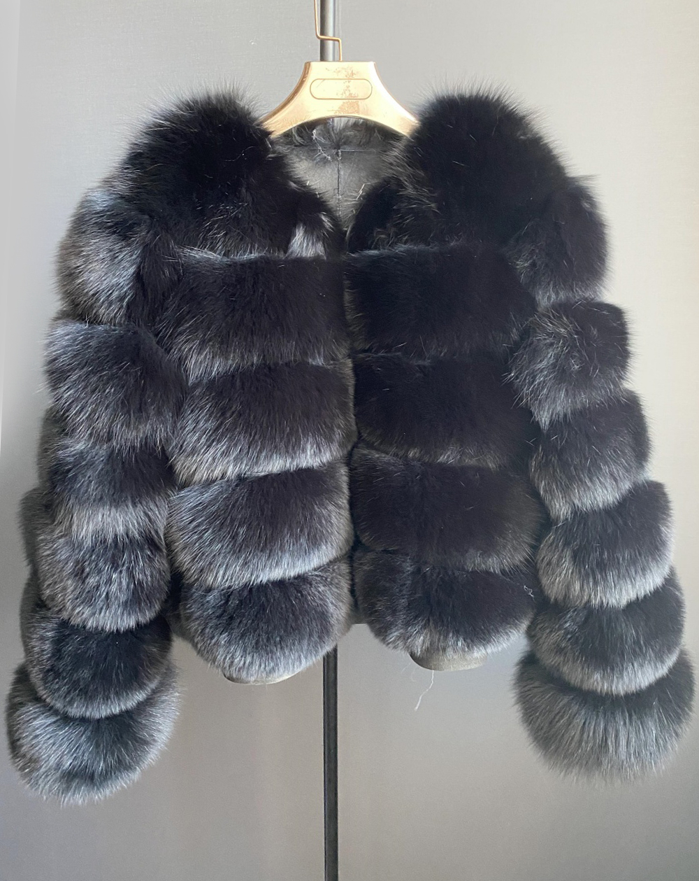 Classic fox fur short long sleeved jacket Add long sleeves - WGLUVF