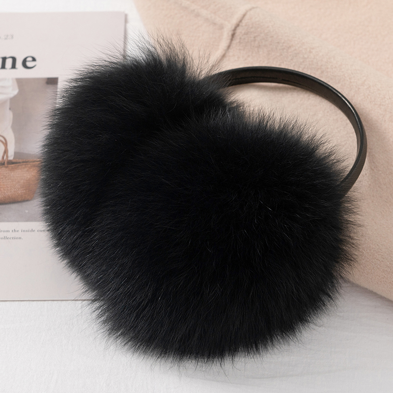 True fox fur earmuffs for winter warmth, plush fur for ear protection - WGLUVF