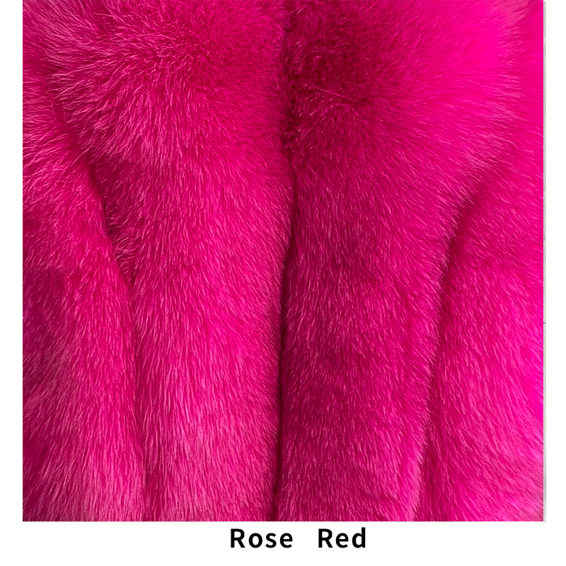 Fashion Natural Red Fox Fur Coat Women Warm Thick Big Shawl Fur Collar Coat - WGLUVF