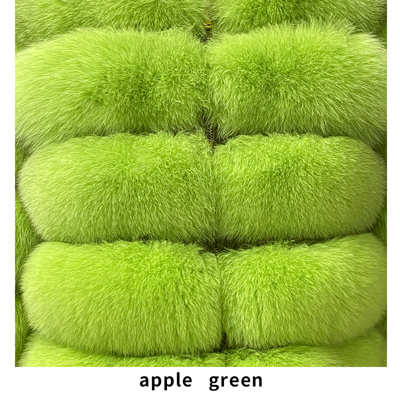 Fashion Natural Red Fox Fur Coat Women Warm Thick Big Shawl Fur Collar Coat - WGLUVF