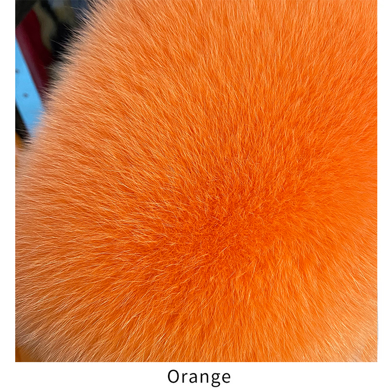 Fashion Natural Red Fox Fur Coat Women Warm Thick Big Shawl Fur Collar Coat - WGLUVF