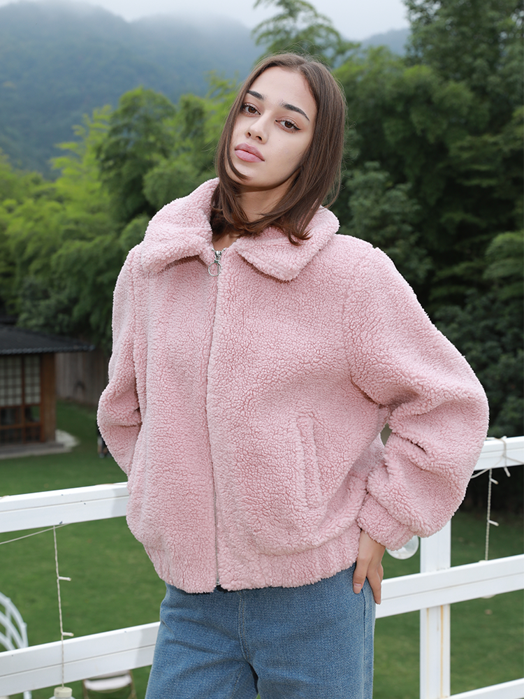 Environmentally friendly fur lambhair jacket - WGLUVF