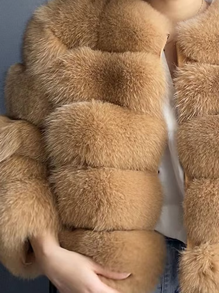 Fashion Winter Real Fox Fur Jacket Hat Oversized Hood Fur Fox Jacket Home Casual High Street Popular - WGLUVF