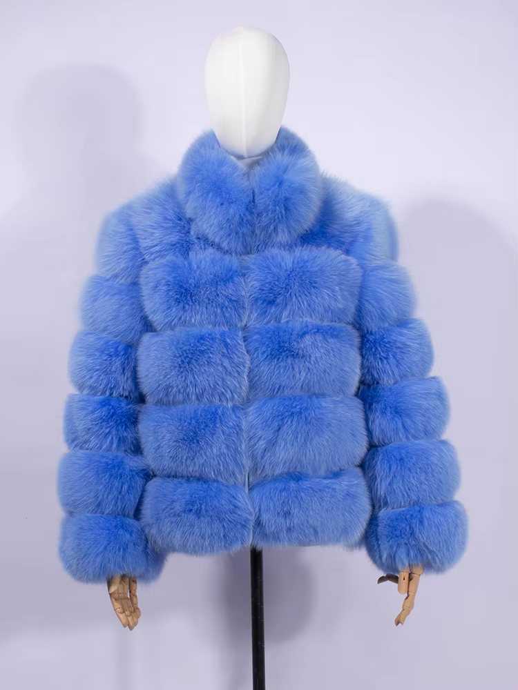 Winter women's jacket real fox fur coat stand collar coat real fox fur WGLUVF fur - WGLUVF