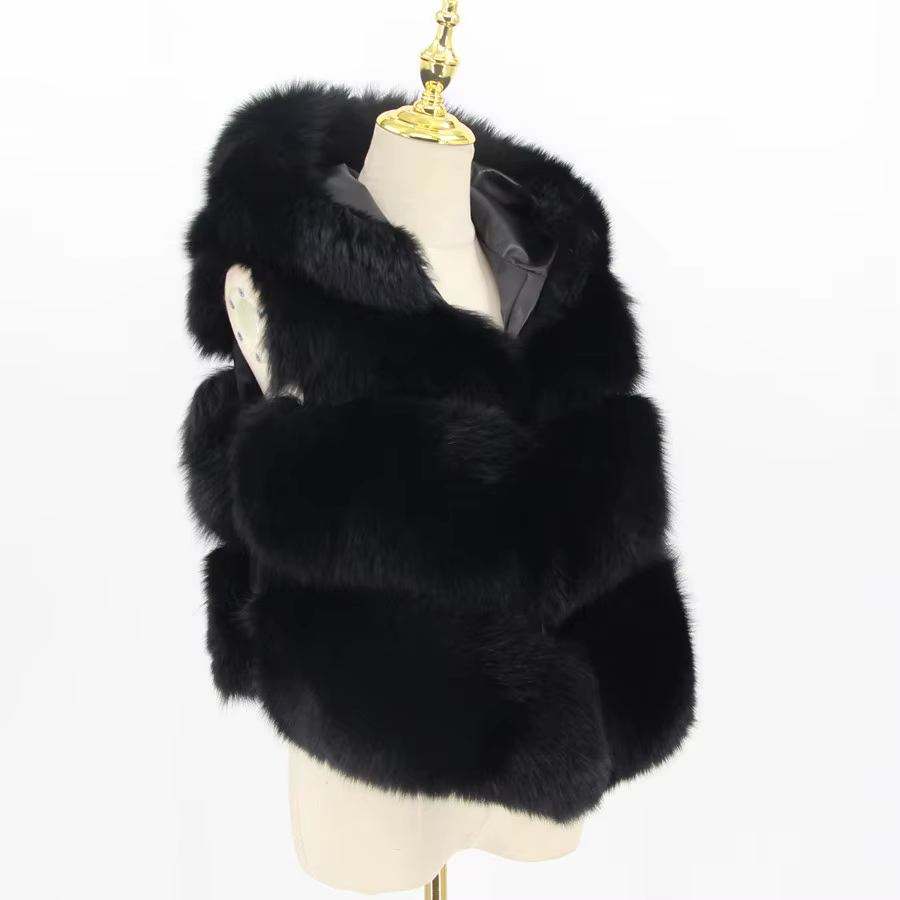 Women's fur real fox skin vest hood vest - WGLUVF