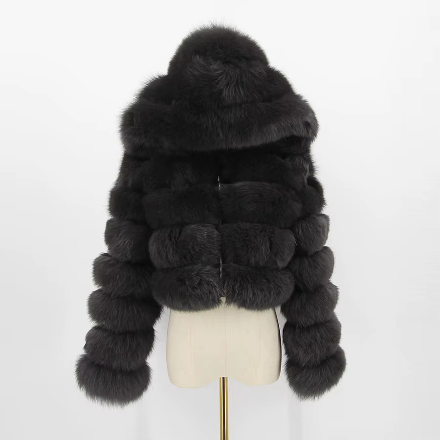 Real fox skin jacket women's winter short jacket (customizable) - WGLUVF