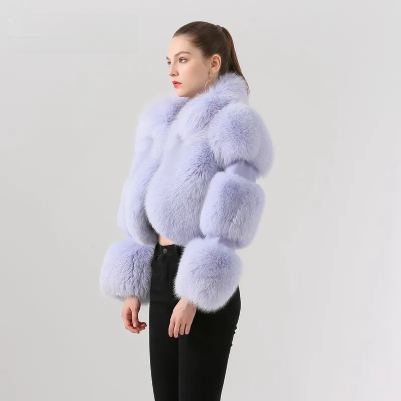 New genuine fox fur coat women's coat with cut sleeves design - WGLUVF