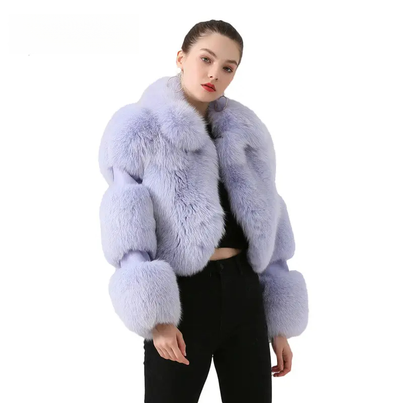 New genuine fox fur coat women's coat with cut sleeves design - WGLUVF