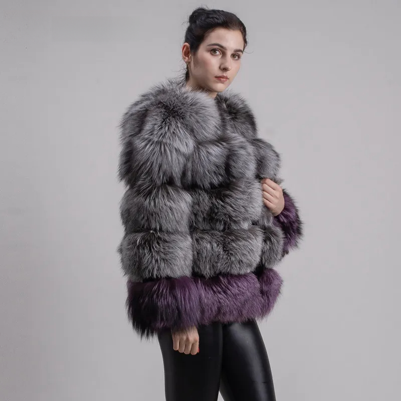 Horizontal fur coat in two colors - WGLUVF