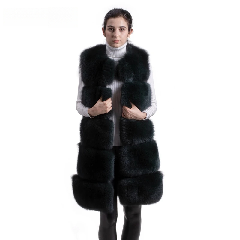 High quality fox fur long vest for women - WGLUVF