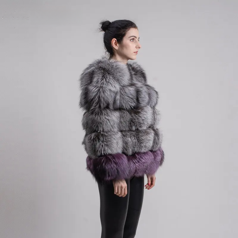 Horizontal fur coat in two colors - WGLUVF