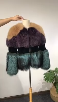 Plush multi-color paired with long sleeved jacket fox - WGLUVF
