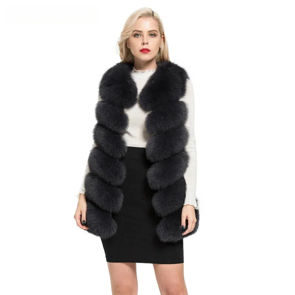 Standard length diagonal fox fur vest - WGLUVF