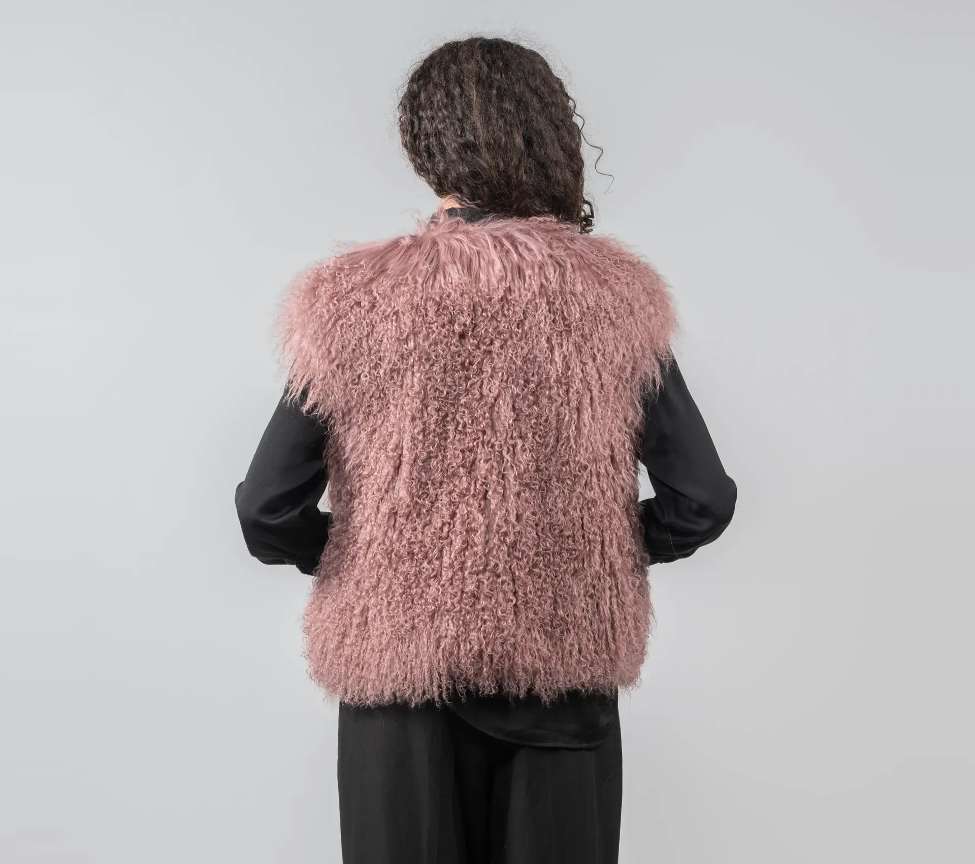Grey Rose Mongolian Sheep Fur Vest Soft and Skin friendly