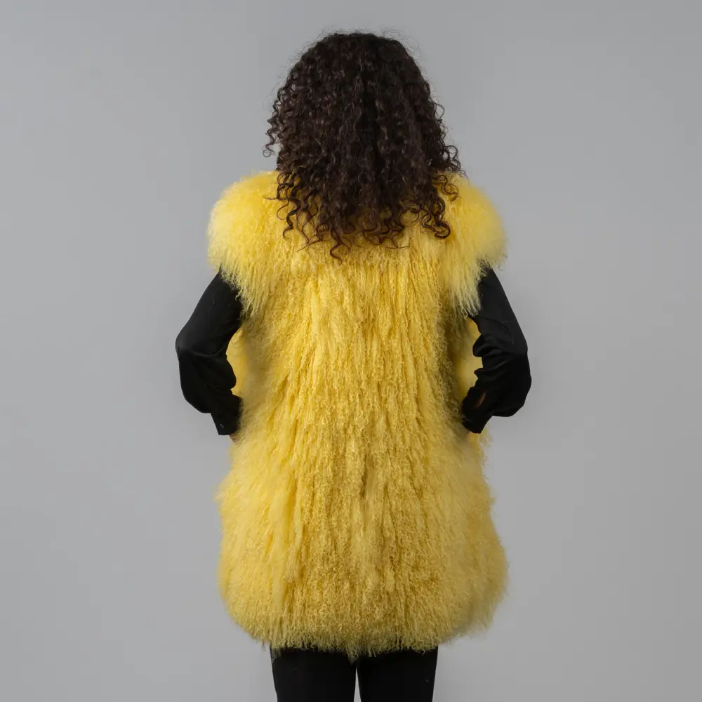 Mongolian sheep fur vest long - WGLUVF